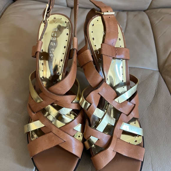 BCB  Girls Gold/Brown Leather Platform Heels Size 39 Stiletto - Picture 2 of 5